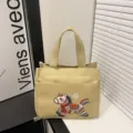 Chinesischer Stil bestickte Segeltuch Handtasche, khaki Tote Bag mit süßem Pferd Motiv. - Stil 1 / Gelb