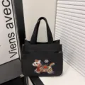 Schwarze Canvas Tragetasche mit traditioneller chinesischer Stickerei, geräumige Handtasche. - Stil 1 / Schwarz
