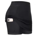 Gedetailleerd overzicht van het zwarte sportrokje met handig zijvak en ingebouwde short. - S / Bottoms / Zwart