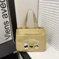 Leinwand Tragetasche mit Bären Print, stilvolle Handtasche für Alltag und Einkauf. - Stil 3 / Gelb