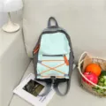Fashion casual backpack, stylish grey and light green design with orange accents for daily use. - Green
