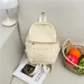 Beige mini backpack casual travel daypack for women and teen girls daily use chic style - Milk Yellow