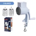 Manual nut grinder cheese grater with two interchangeable stainless steel blades and clamp. - White Double Dough Cutter