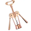 Detailed view of a sleek rose gold winged corkscrew, perfect for opening wine bottles smoothly. - Rose Gold