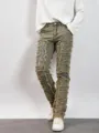 Herren Destroyed Patchwork Schlagjeans, Retro Denim Hose mit ausgefransten Kanten. - S / Brauner Denim