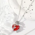 Gotische dunkle rote Herz Rose Halskette Silber Schlüsselbein Kette Vintage Schmuck Damen - Silber