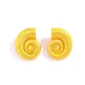 Gold-tone sea shell nautilus stud earrings, detailed textured ocean beach summer jewelry style. - Conch Gold Earrings