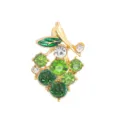 Broche de uva de cristal verde, alfiler de fruta dorada, joyería de diamantes de imitación. - Uva Verde