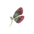 Close-up detail of a colorful rhinestone dragonfly brooch, alloy electroplated pin. - Colorful Zirconia