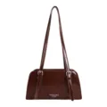 Modische Lackleder Unterarm Schultertasche für Damen, minimalistische East-West Baguette Tasche. - Kaffee