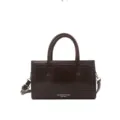 Classic brown leather handbag for women, elegant top-handle shoulder crossbody bag. - Dark Brown