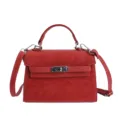 Sac à main rouge style Kelly en cuir PU pour femme, mini sac bandoulière classique chic. - Sans Pendentif / Rouge
