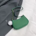 Schicke grüne Filz Unterarmtasche für Damen, stylische Kette Baguette Tasche, modische Handtasche. - Ohne Anhänger / Grün