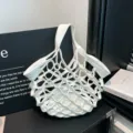 Weißer PU-Leder Netz Handtasche, koreanischer Stil lässige Student Tasche und schicke Netztasche. - Weiß