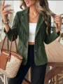 Olive green suede fringe blazer for women, stylish short long sleeve jacket outerwear. - S / Tops / Army Green