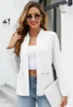 Giacca blazer cardigan bianca da donna a maniche lunghe, dettaglio elegante ufficio. - Taglia S / Top / Bianco