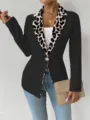Veste blazer noire élégante pour femme avec revers imprimé léopard tendance pour le style - S / Hauts / Noir