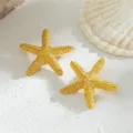 Gold starfish earrings for women beach vacation party jewelry statement metal ear studs chic - Starfish Gold Earrings
