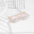 Rose gold miniature glasses brooch detail, minimalist hollow metal frame pin accessory. - Gold