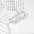 Silver glasses brooch minimalist hollow metal pin elegant fashion accessory for women daily wear - Silver