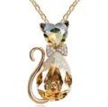 Kristallen kattenketting met gouden ketting, sprankelende strass-hanger voor dames en meisjes. - Goud + Champagne