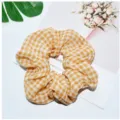 Geel Ruitjes Chiffon Haarelastiek Schattige Haaraccessoires voor Dames in de Zomer - Khaki / Geel Geruit