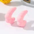 Chic pink croissant C-shaped hoop earrings sweet candy color geometric studs daily - Pink