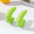 Green bubble C-shaped hoop earrings, geometric croissant design for chic fashion look. - Green