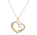 Gouden strass dubbel hart hanger ketting, mode legering kristal sieraden accessoire. - Alleen Ketting / Goud