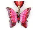 Vintage strass emaille vlinder legering hanger ketting, elegante Europese stijl sieraden. - Antiek Brons en Rood