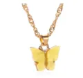 Koreaanse mode gouden ketting gele acryl vlinder hanger schattig zoet insect sieraden - Ketting / Geel