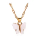 Gouden ketting met witte acryl vlinderhanger, elegante en zoete sieradenstijl voor dames. - Ketting / Wit