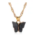 Gouden ketting met een chique zwarte acryl vlinderhanger voor dames en meisjes. - Ketting / Zwart