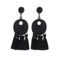 Zwarte vintage kwast oorringen voor vrouwen mode lange hangende oorringen sieraden stijl - Zwart