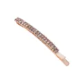 Sprankelende haarspeld met dubbele rij strass-steentjes, elegante metalen ponyklem. - Wit
