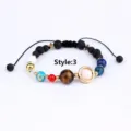 Zonnestelsel acht planeten natuurlijke lavasteen gevlochten armband stijl 3 detail - Zonnestelsel Planeten Vulkanische Steen Geweven (Stijl 3)