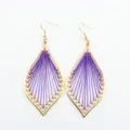 Pendientes colgantes geométricos huecos de hilo envuelto estilo bohemio vintage joyería. - Púrpura