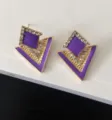 Paarse strass geometrische oorknopjes detailweergave chique dagelijkse mode sieraden - Paars