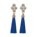 Blauwe kwast strass oorbellen, elegante goudkleurige bungelende oorbellen voor dames. - Blauw