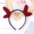 Serre-tête bois de renne de Noël mignon bandeau en peluche pour enfants adultes style - Bordeaux