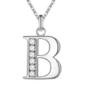 Zilveren letter B hanger ketting met sprankelende strass stenen, elegante mode. - Letter B