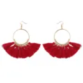 Boho rode kwast creolen, vintage gouden metalen hangende oorbellen voor dames mode. - Bordeauxrood