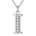 Zilverkleurige letter I hanger ketting met sprankelende zirkonia stenen mode sieraden - Letter I