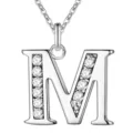 Zilveren initiaal M hanger ketting met sprankelende heldere strass steentjes elegante mode sieraden. - M