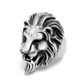 Vintage silver lion head ring gothic punk animal ring for men statement jewelry - Size 8 / Lion Style