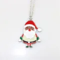 Kerst Kerstman geëmailleerde hanger ketting, feestelijke metalen choker sieraden. - Kerstman