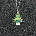 Kerstboom hanger ketting met kleurrijke strass steentjes en metalen ketting voor feest. - Kerstboom