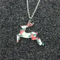 Kerst rendier hanger ketting, feestelijk emaille metaal sieraden accessoire voor dames. - Kerstrendier