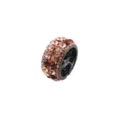 Closeup detail of the sparkling rhinestone ponytail holder featuring elegant brown crystals. - Large / Champagne and Coffee