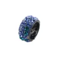 Detail shot of the sparkling rhinestone hair clip, featuring vibrant blue crystal embellishments. - Large / Blue + Green